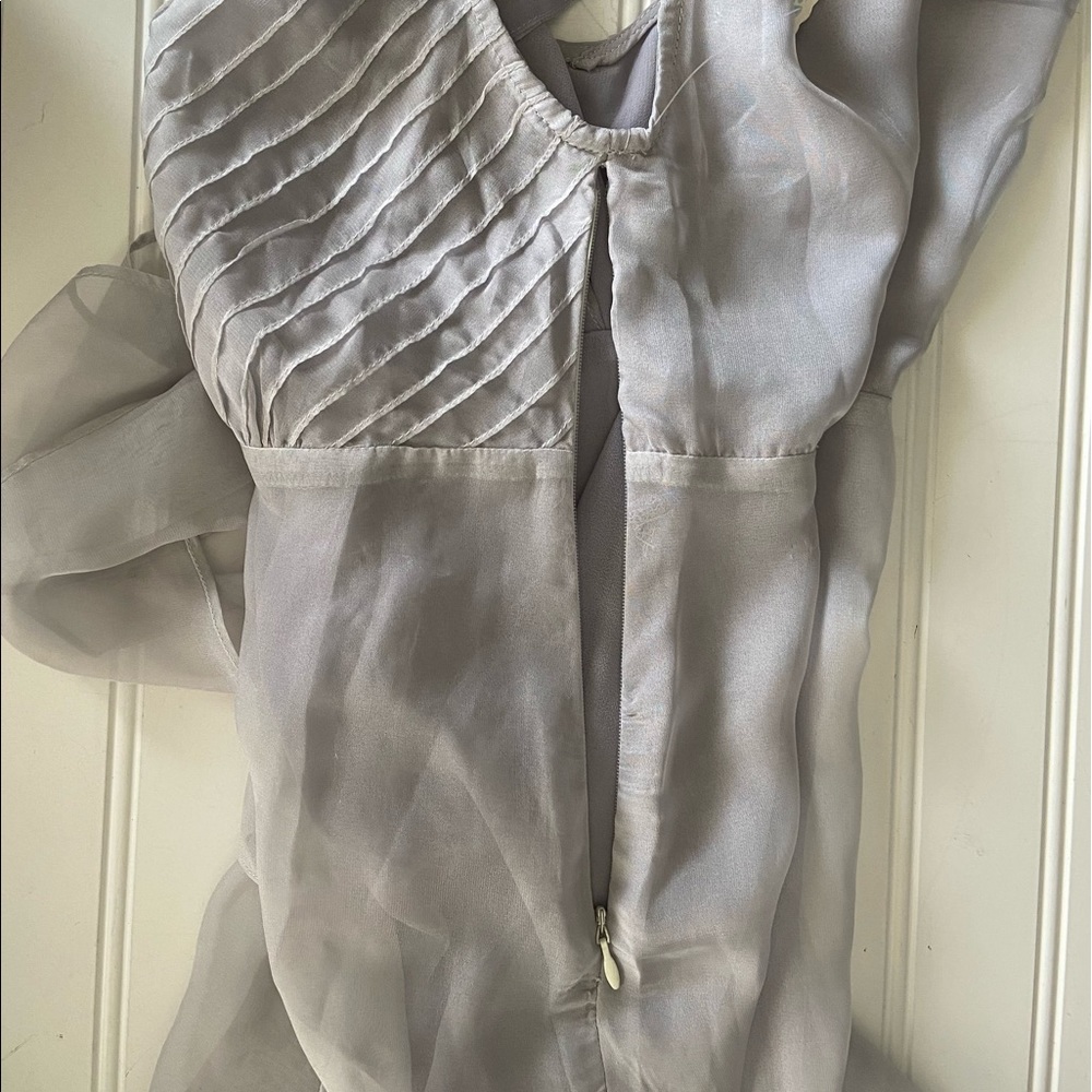 Dahiny Jr Size S Silver Sheer Gray dress 10” side zipper new w/tags hand wash - Picture 5 of 5